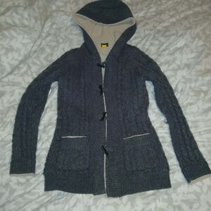 Cabela's Cream Sherpa-Lined Hooded Cardigan with Navy Label
